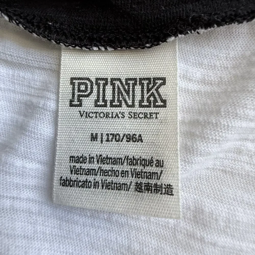 Victorias Secret PINK Top Medium White Bling Y2K Style Sequins T-shirt V-neck 86 - Picture 6 of 7